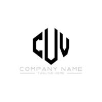 diseño de logotipo de letra cuv con forma de polígono. diseño de logotipo de forma de cubo y polígono cuv. cuv hexágono vector logo plantilla colores blanco y negro. monograma cuv, logotipo comercial e inmobiliario.