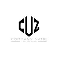 CUZ letter logo design with polygon shape. CUZ polygon and cube shape logo design. CUZ hexagon vector logo template white and black colors. CUZ monogram, business and real estate logo.