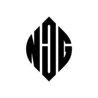 diseño de logotipo de letra de círculo njg con forma de círculo y elipse. njg letras elipses con estilo tipográfico. las tres iniciales forman un logo circular. njg círculo emblema resumen monograma letra marca vector. vector