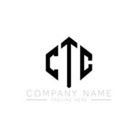 diseño de logotipo de letra ctc con forma de polígono. diseño de logotipo de forma de cubo y polígono ctc. ctc hexágono vector logo plantilla colores blanco y negro. monograma ctc, logotipo comercial e inmobiliario.