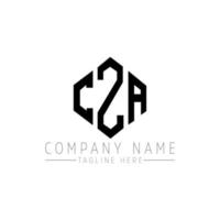 CZA letter logo design with polygon shape. CZA polygon and cube shape logo design. CZA hexagon vector logo template white and black colors. CZA monogram, business and real estate logo.