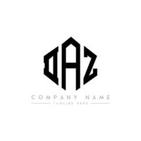 DAZ letter logo design with polygon shape. DAZ polygon and cube shape logo design. DAZ hexagon vector logo template white and black colors. DAZ monogram, business and real estate logo.