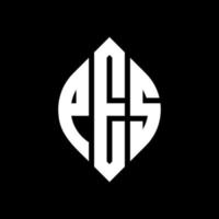 PES circle letter logo design with circle and ellipse shape. PES ellipse letters with typographic style. The three initials form a circle logo. PES Circle Emblem Abstract Monogram Letter Mark Vector. vector