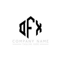 DFX letter logo design with polygon shape. DFX polygon and cube shape logo design. DFX hexagon vector logo template white and black colors. DFX monogram, business and real estate logo.