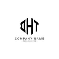 DHT letter logo design with polygon shape. DHT polygon and cube shape logo design. DHT hexagon vector logo template white and black colors. DHT monogram, business and real estate logo.