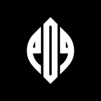 POQ circle letter logo design with circle and ellipse shape. POQ ellipse letters with typographic style. The three initials form a circle logo. POQ Circle Emblem Abstract Monogram Letter Mark Vector. vector