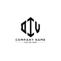 DIV letter logo design with polygon shape. DIV polygon and cube shape logo design. DIV hexagon vector logo template white and black colors. DIV monogram, business and real estate logo.