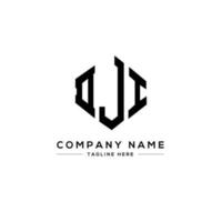 DJI letter logo design with polygon shape. DJI polygon and cube shape logo design. DJI hexagon vector logo template white and black colors. DJI monogram, business and real estate logo.