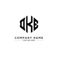 DKE letter logo design with polygon shape. DKE polygon and cube shape logo design. DKE hexagon vector logo template white and black colors. DKE monogram, business and real estate logo.