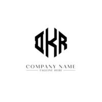 diseño de logotipo de letra dkr con forma de polígono. diseño de logotipo en forma de cubo y polígono dkr. dkr hexágono vector logo plantilla colores blanco y negro. monograma dkr, logotipo comercial e inmobiliario.