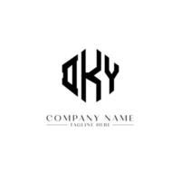 DKY letter logo design with polygon shape. DKY polygon and cube shape logo design. DKY hexagon vector logo template white and black colors. DKY monogram, business and real estate logo.