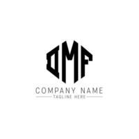 DMF letter logo design with polygon shape. DMF polygon and cube shape logo design. DMF hexagon vector logo template white and black colors. DMF monogram, business and real estate logo.