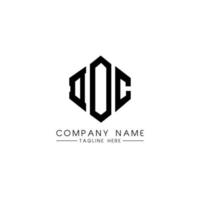 DOC letter logo design with polygon shape. DOC polygon and cube shape logo design. DOC hexagon vector logo template white and black colors. DOC monogram, business and real estate logo.