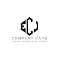 ECJ letter logo design with polygon shape. ECJ polygon and cube shape logo design. ECJ hexagon vector logo template white and black colors. ECJ monogram, business and real estate logo.