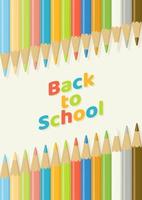 Back to school background with color pencils from top view vector