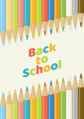 Back to school background with color pencils from top view