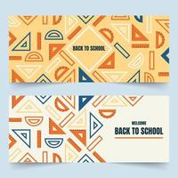 Back to school banners with simplified rulers, protractors and triangular set squares vector