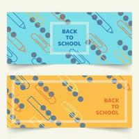 Back to school banners with simplified line of pencils and paper clips on plain background