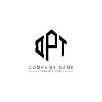 DPT letter logo design with polygon shape. DPT polygon and cube shape logo design. DPT hexagon vector logo template white and black colors. DPT monogram, business and real estate logo.