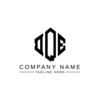 DQE letter logo design with polygon shape. DQE polygon and cube shape logo design. DQE hexagon vector logo template white and black colors. DQE monogram, business and real estate logo.