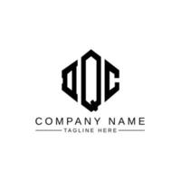 DQC letter logo design with polygon shape. DQC polygon and cube shape logo design. DQC hexagon vector logo template white and black colors. DQC monogram, business and real estate logo.