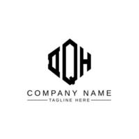 DQH letter logo design with polygon shape. DQH polygon and cube shape logo design. DQH hexagon vector logo template white and black colors. DQH monogram, business and real estate logo.