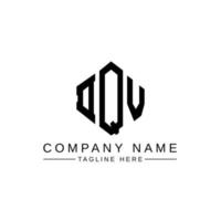 DQV letter logo design with polygon shape. DQV polygon and cube shape logo design. DQV hexagon vector logo template white and black colors. DQV monogram, business and real estate logo.
