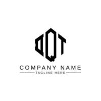 DQT letter logo design with polygon shape. DQT polygon and cube shape logo design. DQT hexagon vector logo template white and black colors. DQT monogram, business and real estate logo.