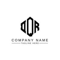 DQR letter logo design with polygon shape. DQR polygon and cube shape logo design. DQR hexagon vector logo template white and black colors. DQR monogram, business and real estate logo.