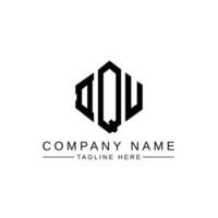 DQU letter logo design with polygon shape. DQU polygon and cube shape logo design. DQU hexagon vector logo template white and black colors. DQU monogram, business and real estate logo.