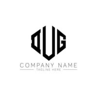 DUG letter logo design with polygon shape. DUG polygon and cube shape logo design. DUG hexagon vector logo template white and black colors. DUG monogram, business and real estate logo.