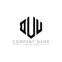 DUU letter logo design with polygon shape. DUU polygon and cube shape logo design. DUU hexagon vector logo template white and black colors. DUU monogram, business and real estate logo.