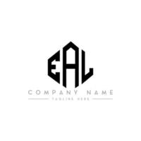 EAL letter logo design with polygon shape. EAL polygon and cube shape logo design. EAL hexagon vector logo template white and black colors. EAL monogram, business and real estate logo.