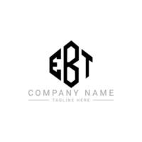 EBT letter logo design with polygon shape. EBT polygon and cube shape logo design. EBT hexagon vector logo template white and black colors. EBT monogram, business and real estate logo.