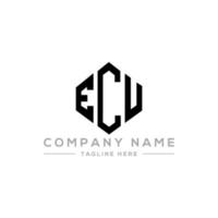 ECU letter logo design with polygon shape. ECU polygon and cube shape logo design. ECU hexagon vector logo template white and black colors. ECU monogram, business and real estate logo.