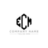 ECM letter logo design with polygon shape. ECM polygon and cube shape logo design. ECM hexagon vector logo template white and black colors. ECM monogram, business and real estate logo.