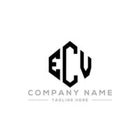 ECV letter logo design with polygon shape. ECV polygon and cube shape logo design. ECV hexagon vector logo template white and black colors. ECV monogram, business and real estate logo.