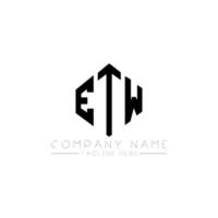 ETW letter logo design with polygon shape. ETW polygon and cube shape logo design. ETW hexagon vector logo template white and black colors. ETW monogram, business and real estate logo.