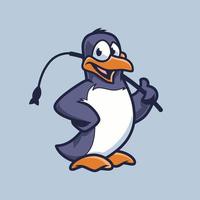 Friendly Penguin Fishing Cartoon Character vector