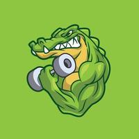 Aggressive Gymholic Alligator Cartoon Vector
