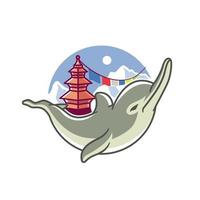 Cute Bhulan Dolphin Nepal Logo Template vector