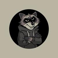 Cool Raccoon Folding Arms Cartoon Character vector