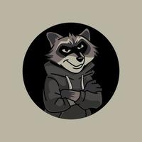 Cool Raccoon Folding Arms Cartoon Character vector