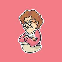 Angry Grandmother Cooking Baking Logo Template vector