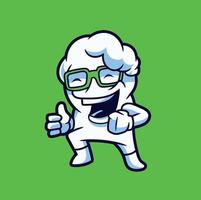 Funky Nerd Smiling Cloud Mascot Character vector