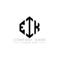 EIK letter logo design with polygon shape. EIK polygon and cube shape logo design. EIK hexagon vector logo template white and black colors. EIK monogram, business and real estate logo.