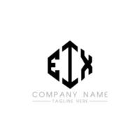 EIX letter logo design with polygon shape. EIX polygon and cube shape logo design. EIX hexagon vector logo template white and black colors. EIX monogram, business and real estate logo.