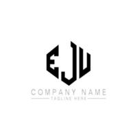 EJU letter logo design with polygon shape. EJU polygon and cube shape logo design. EJU hexagon vector logo template white and black colors. EJU monogram, business and real estate logo.