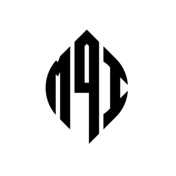MQI circle letter logo design with circle and ellipse shape. MQI ellipse letters with typographic style. The three initials form a circle logo. MQI Circle Emblem Abstract Monogram Letter Mark Vector. vector