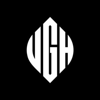 UGH circle letter logo design with circle and ellipse shape. UGH ellipse letters with typographic style. The three initials form a circle logo. UGH Circle Emblem Abstract Monogram Letter Mark Vector. vector